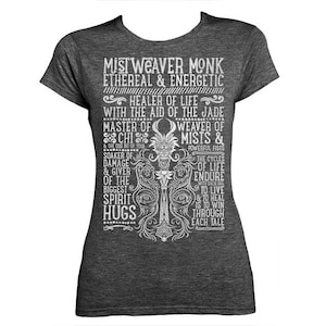 World of Warcraft / WoW geïnspireerd Dames getailleerd T-shirt - MISTWEAVER MONK Edition - Dark Heather
