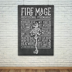 World of Warcraft / Roleplaying Medieval / Fantasy Inspired Type Poster - FIRE MAGE Edition