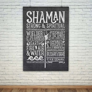 World of Warcraft / Roleplaying Medieval / Fantasy Inspired Type Poster - SHAMAN Edition - Gift