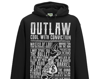 OUTLAW Hoodie - 'Wild West' Collection - Unisex / Mens / Ladies /  Black