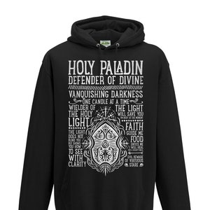 World of Warcraft / WoW inspired Hoodie - HOLY PALADIN Edition - Unisex / Mens / Ladies / - Black