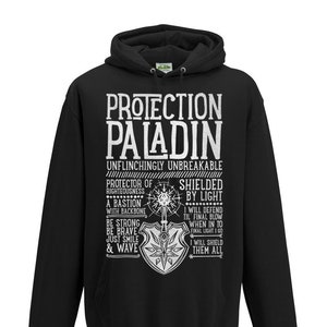 World of Warcraft / WoW inspired Hoodie - PROTECTION PALADIN Edition - Unisex / Mens / Ladies / - Black