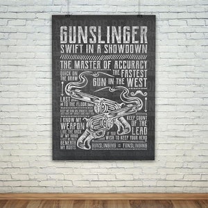 GUNSLINGER Poster - &#39;Wild West&#39; Collection - Multiple Size Available -  B&W