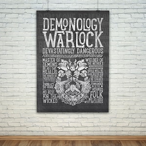 World of Warcraft / Roleplaying Medieval / Fantasy Inspired Type Poster - DEMONOLOGY WARLOCK Edition