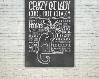 Freitag der 13te Schwarze Katze inspiriertes Poster XL Art Print / Crazy Cat Lady