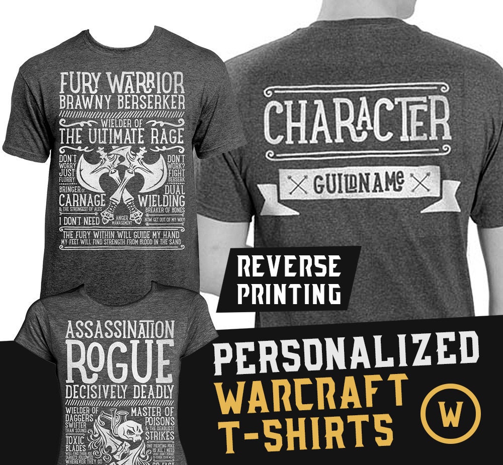 World of Warcraft Wow Inspired Personalized T-shirt Any Class