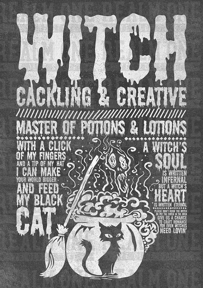 WITCH T-shirt - 'Monsters' Collection - Unisex / Mens / Ladies / Halloween - Dark Heather image 2