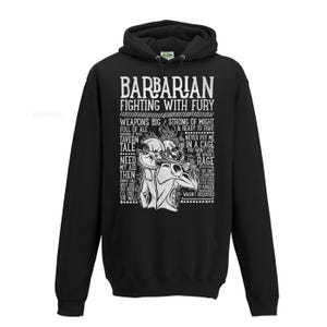 BARBAR / D&D / Dungeons and Dragons inspirierter Hoodie - Schwarz / Unisex / Herren / DnD / TTRPG / Game Master