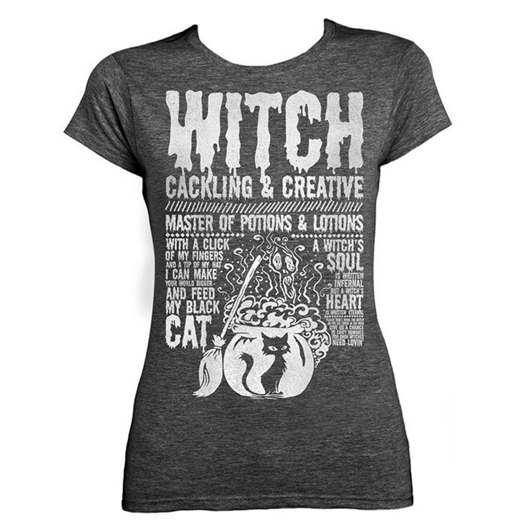 WITCH Ladies Fitted T-shirt - 'monsters' Collection - Halloween - Dark ...