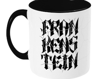 Frankenstein Becher - 11 Unzen zweifarbige Keramiktasse - 'Monsters' Kollektion -Geschenk für Geeks, Gothics & Untote (größere Größe, in verschiedenen Farben erhältlich)