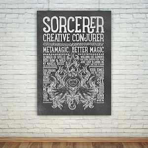 SORCERER / D&D / Dungeons and Dragons inspired Poster - XL Art Print / DnD / TTRPG / Game Master