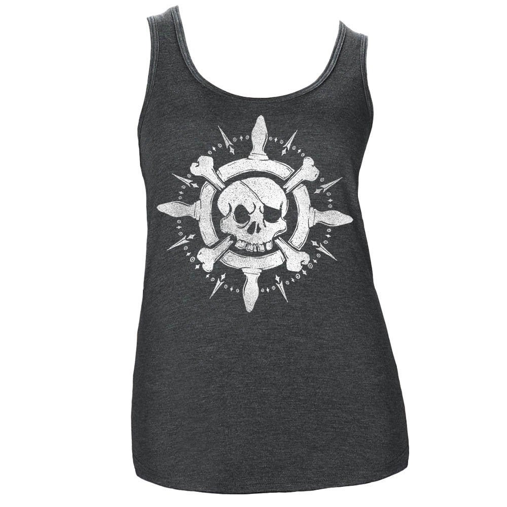 PIRATE 'Skull' Ladies Fitted Tank Top (Symbol Variant) - 'Pirate' Collection - Sea of Thieves inspired - Dark Heather