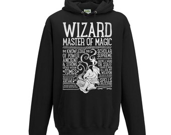 WIZARD / D&D / Dungeons and Dragons inspirierter Hoodie - Schwarz / Unisex / Herren / DnD / TTRPG / Game Master