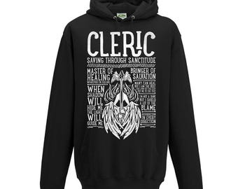 KLERIKER / D&D / Dungeons and Dragons inspirierter Hoodie - Schwarz / Unisex / Herren / DnD / TTRPG / Spielleiter