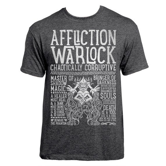 World of Warcraft / WoW inspired T-shirt AFFLICTION WARLOCK | Etsy