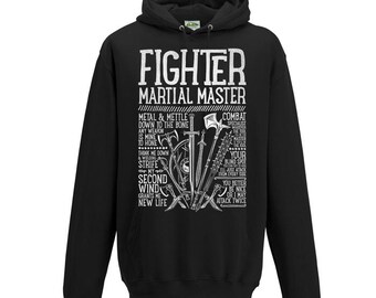 KÄMPFER / D&D / Dungeons and Dragons inspirierter Hoodie - Schwarz / Unisex / Herren / DnD / TTRPG / Game Master
