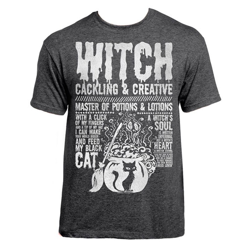 WITCH T-shirt - 'Monsters' Collection - Unisex / Mens / Ladies / Halloween - Dark Heather image 1