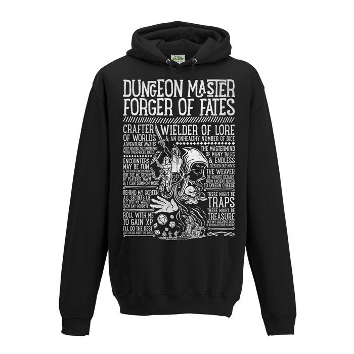 Dungeon Master DM D&D Dungeons and Dragons inspired Hoodie Black  Unisex Mens DnD TTRPG Game Master