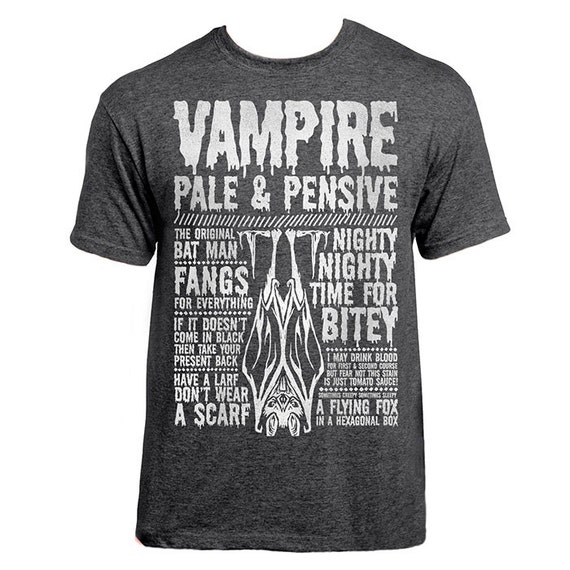 VAMPIRE T-shirt - 'Monsters' Collection - Unisex / Mens / Ladies / Halloween - Dark Heather