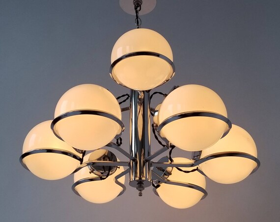 Chandeliers Vintagelampden 9 Glass Ball Chandelier American Version Of Gino Sarfatti Lamp Model No 2042 Vintage