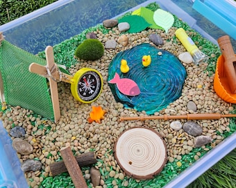 Camping Sensory Bin, Nature Sensory Bin, Sensory Activity, Sensory Bin, Kids Activity, Montessori, Adventure Sensory Kit