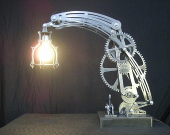 Steampunk steel desk lamp dxf and svg files for CNC plasma cutting