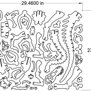 Raptor (Velociraptor) Dinosaurier .dxf und SVG Format Dateien. 11ga Layout und Schachtelung. Bild 4