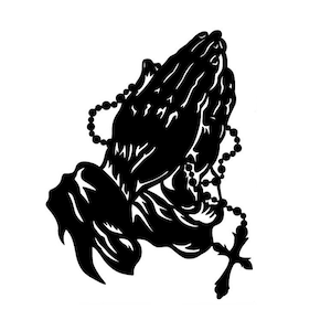 Praying hands with rosary dxf file for plasma cutting, laser, water jet, engraving, vinyl stickers