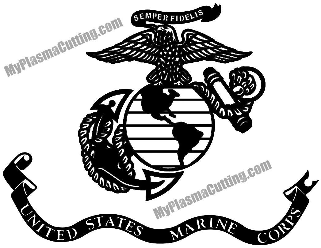 USMC Marines Emblem and banner .dxf file for CNC plasma or | Etsy