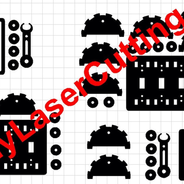 dxf / SVG files for steam punk switch plates. 4 styles