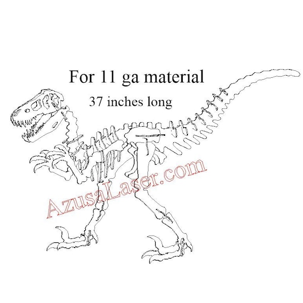 Raptor (Velociraptor) Dinosaur .dxf and SVG format files. 11 ga layout and nesting.