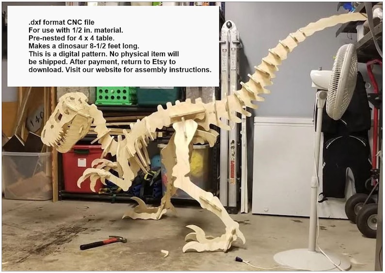 Dinosaur CNC File Nested for 4x4 Table. Dxf Format for Plasma, Laser ...