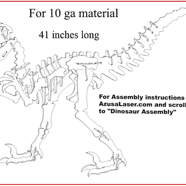 Raptor Dinosaur .dxf file. 10 ga layout and nesting