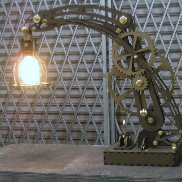 steam punk wood lamp file for laser cutting dxf and svg