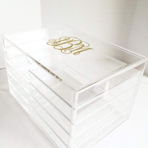 Personalized Monogrammed Acrylic Makeup Organizer