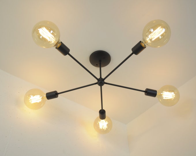 Chandeliers Wiresnjars Big Modern Chandelier Mid Century Light Sputnik Lamp Black Ceiling