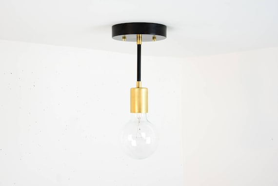 Plafoniere Soffitto Industriali : Soffitto nero luce lampada da in ottone etsy