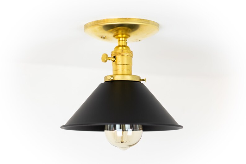 Cone Ceiling Light Flush Mount Brass Fixture Black And Modern Lighting Lamp Semi Industrial