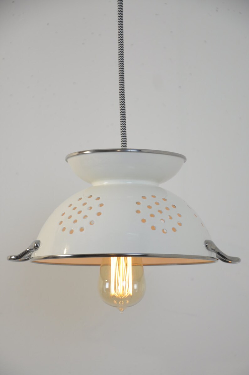 Colander Light White Pendant Lights Strainer Lamp Etsy