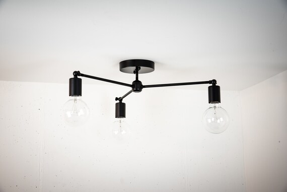 Black Modern Chandelier Sputnik Light Ceiling Mounted Light Fixture Flush Mount Lights Mid Century Light Chandelier Flush Mount