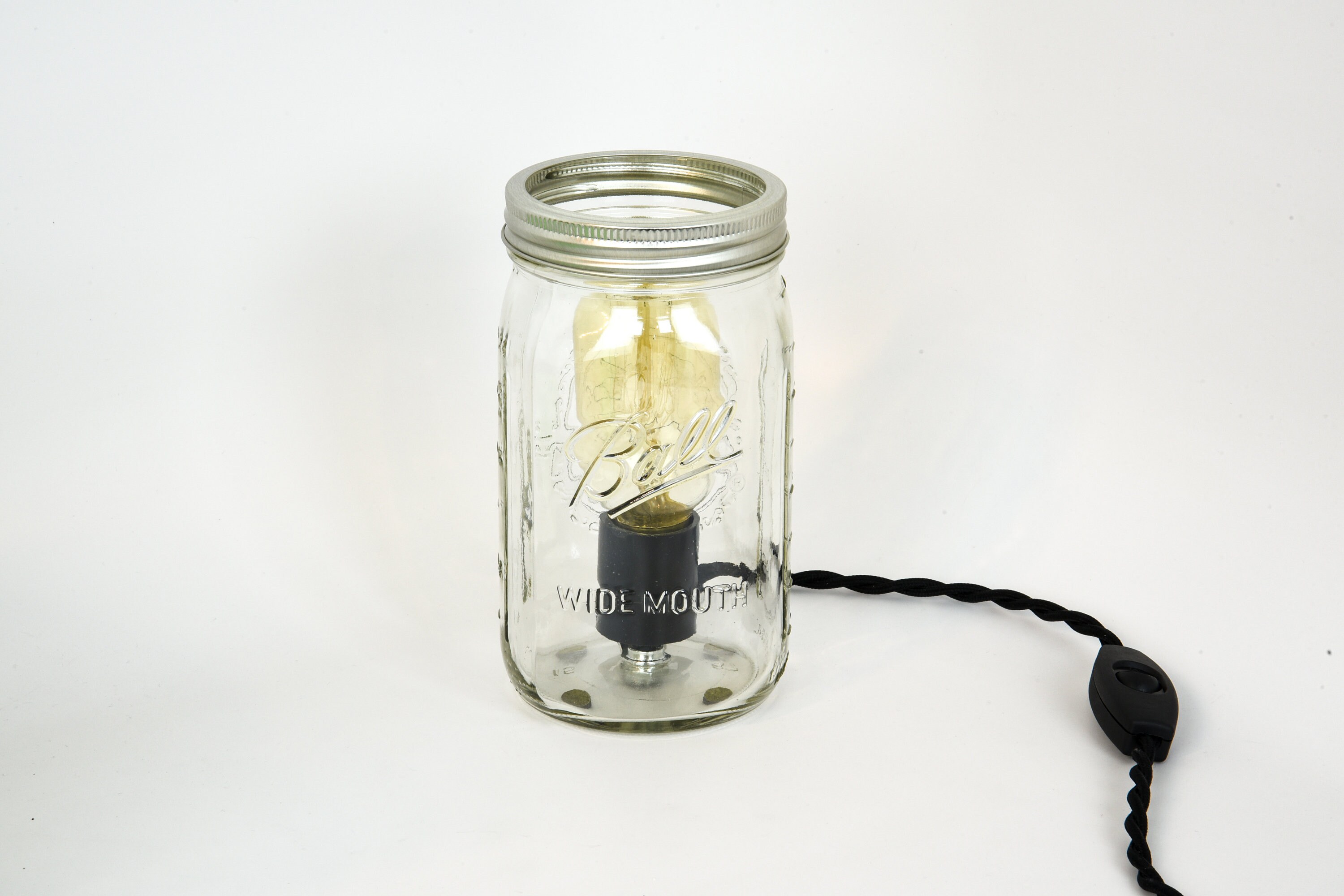Mason Jar Table Lamp Light Ball Bedside Industrial Table Lamp 1