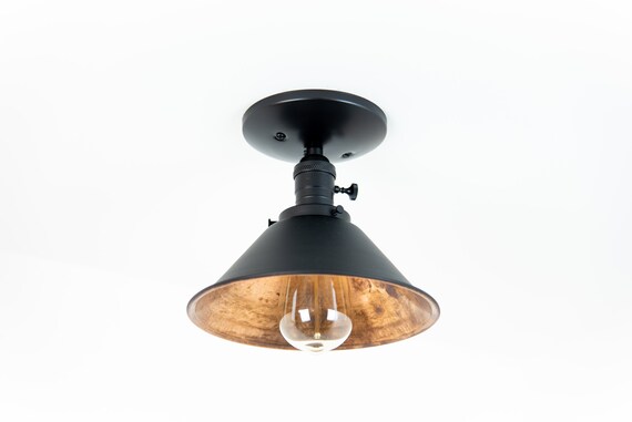 Flush Mount Light Ceiling Light Industrial Lighting Dome Light Copper Light Fixture Matte Black Light