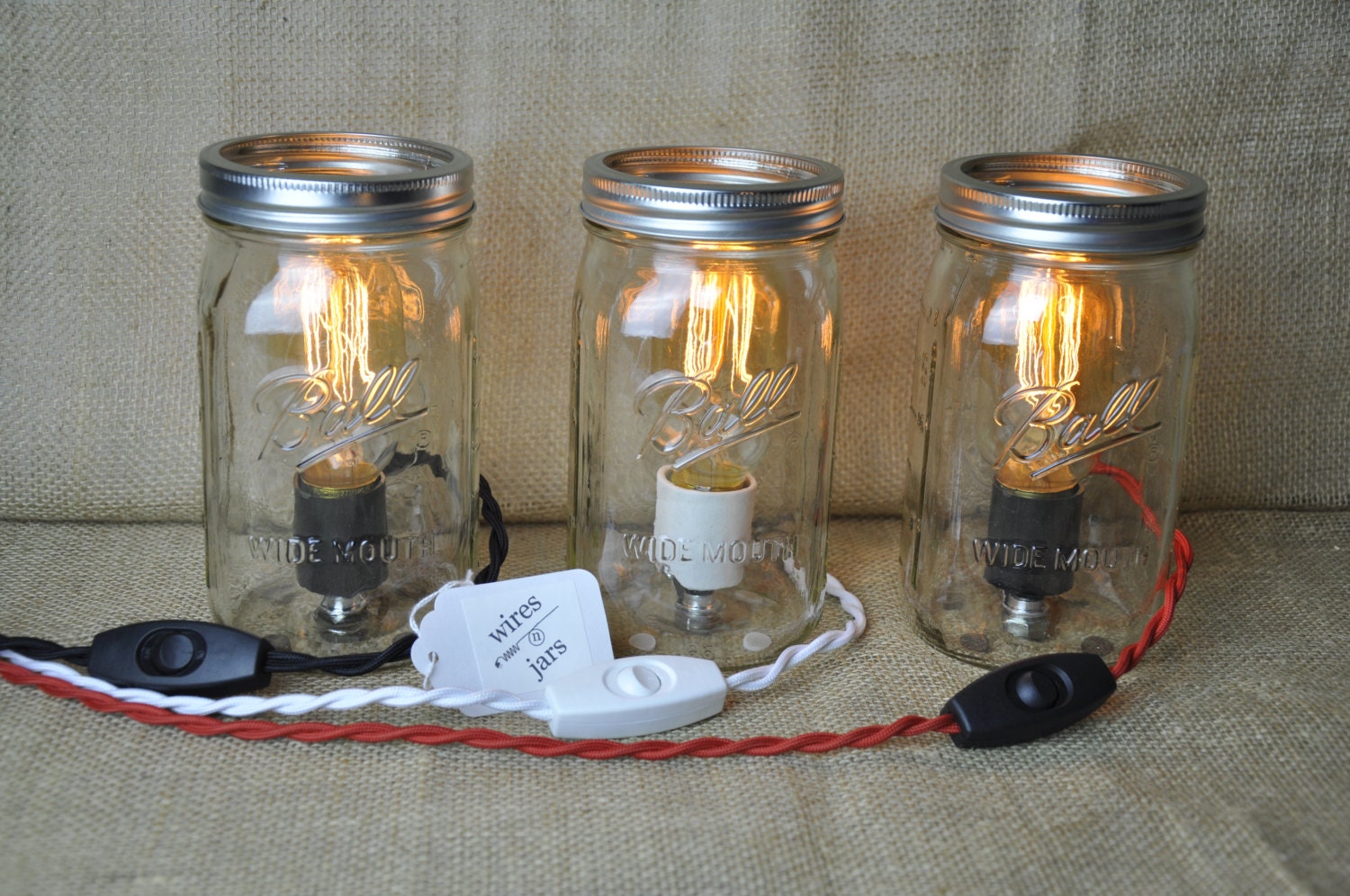 Mason Jar Table Lamp Light Ball Bedside Mason Jar Table Lamp Light Ball Bedside Rustic Farmhouse Industrial