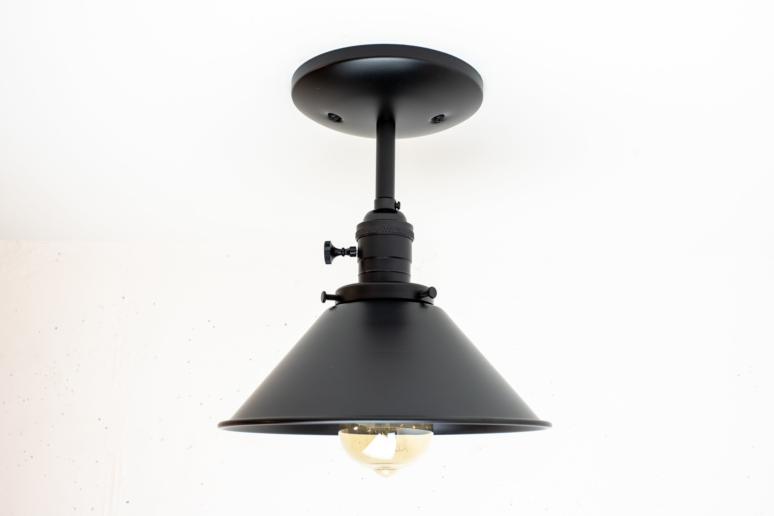 Black Industrial Ceiling Light Fixture Matte Black Cone Shade