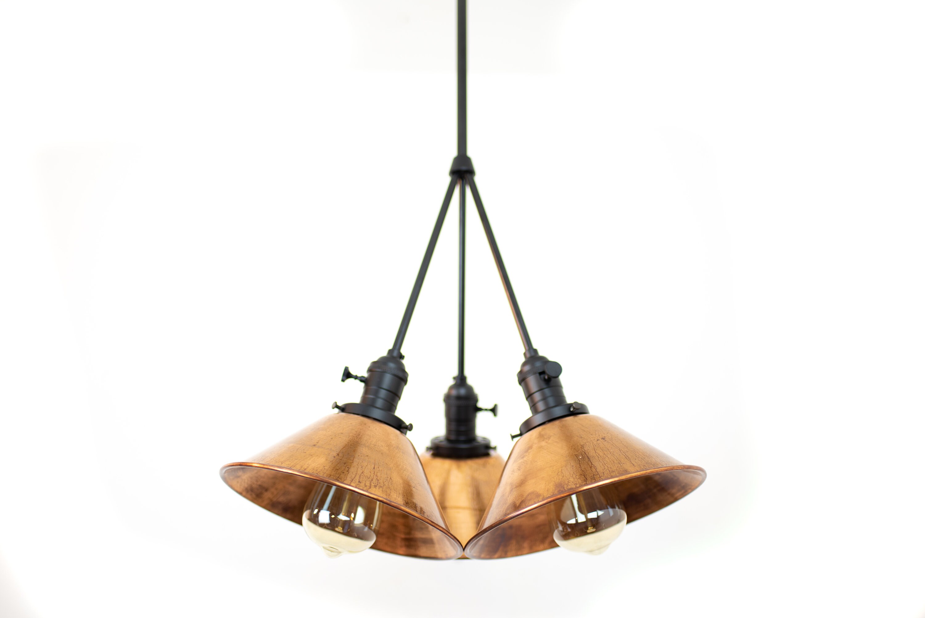 Industrial Copper Chandelier Light Fixture 3 Light Modern