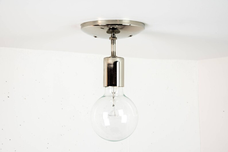 Nickel Ceiling Light Chrome Light Fixture Ceiling Lamp Etsy