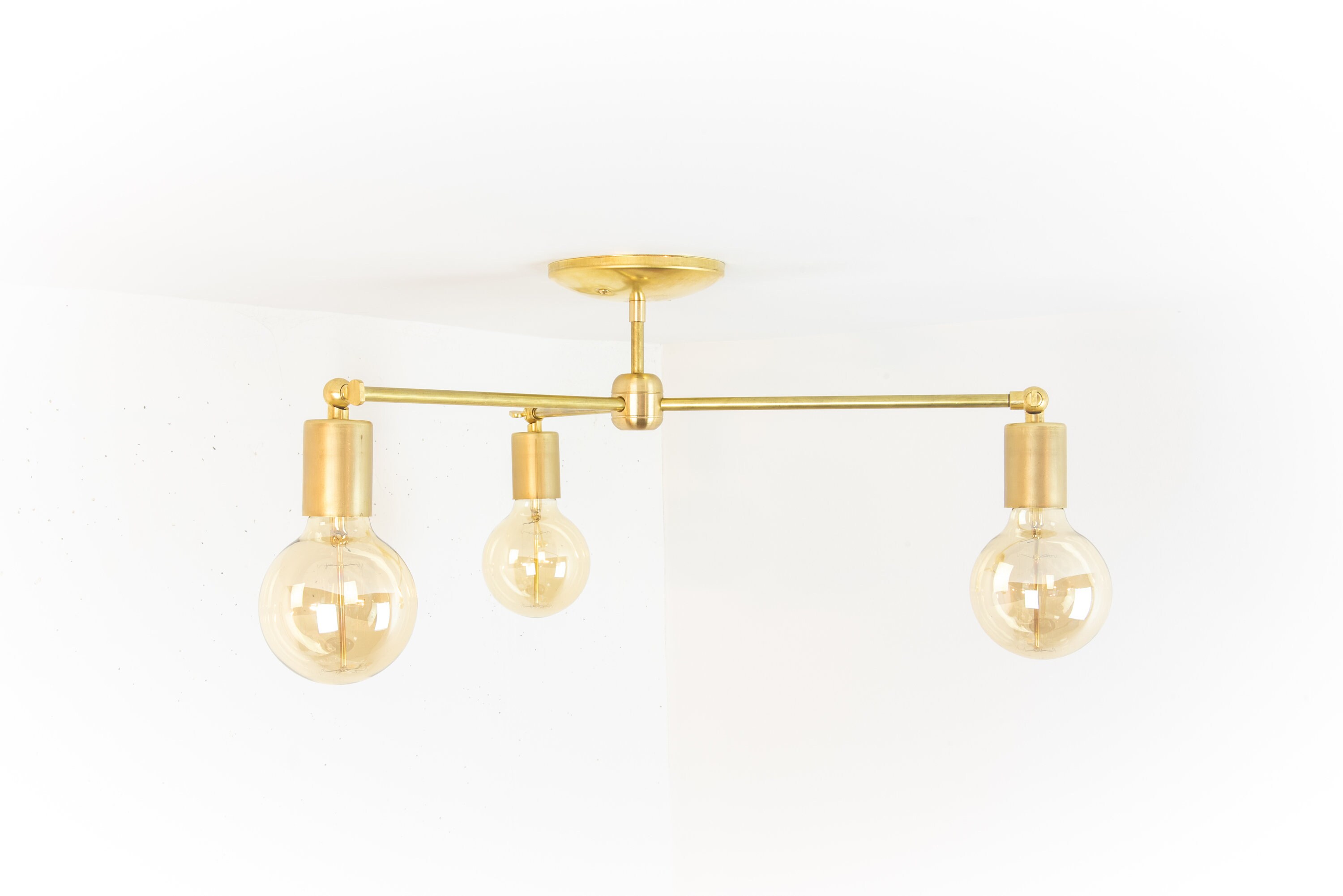 Brass Ceiling Light Mid Century Modern Semi Flush Mount
