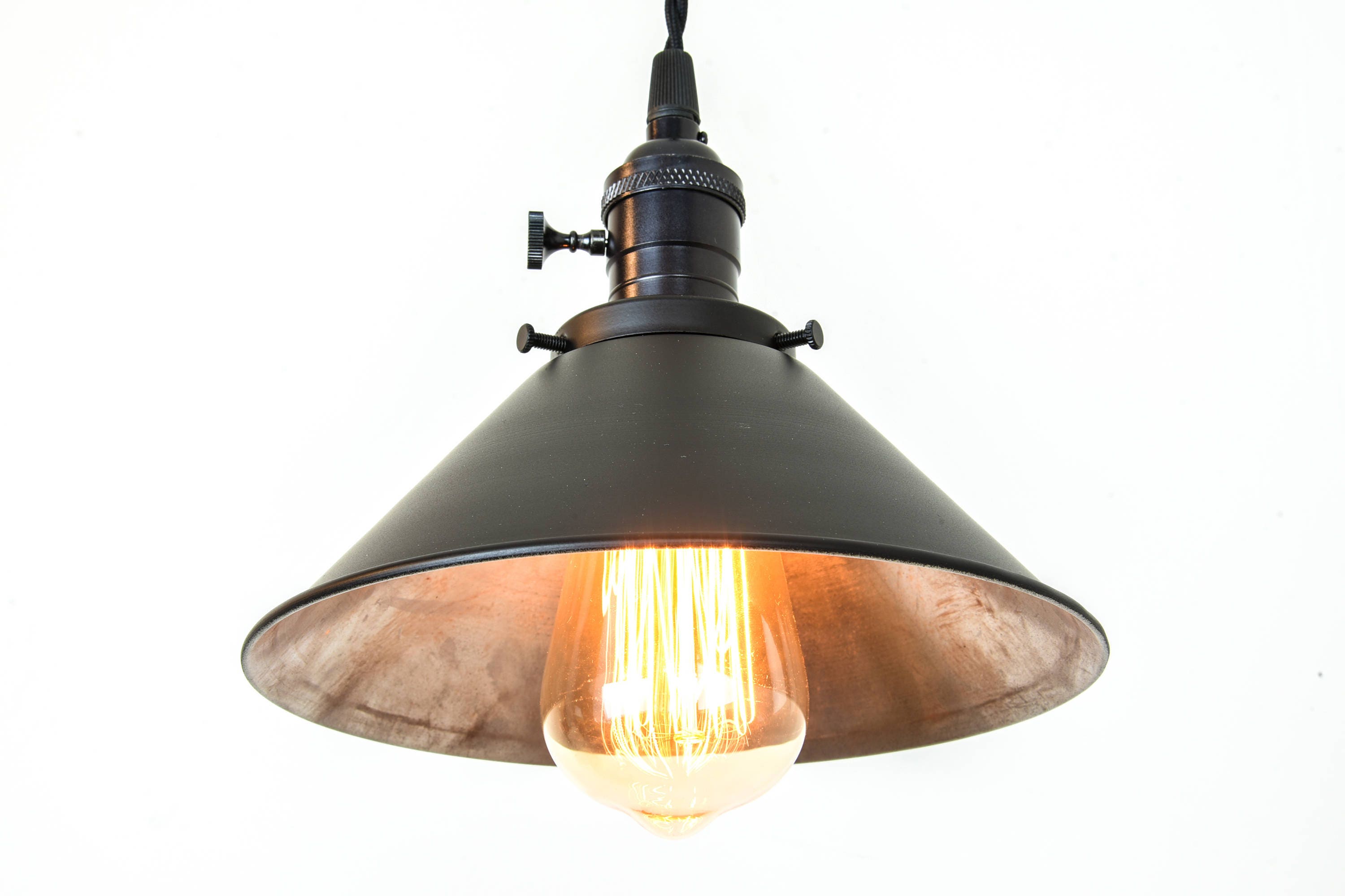 10 Inch Matte Flat Black Cone Spun Industrial Pendant Light Fixture 10 Inch Matte Flat Black Cone Spun Industrial Pendant Light Fixture Rustic Vintage