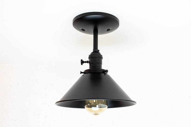 Black Industrial Lighting Ceiling Light Fixture Semi Flush Etsy