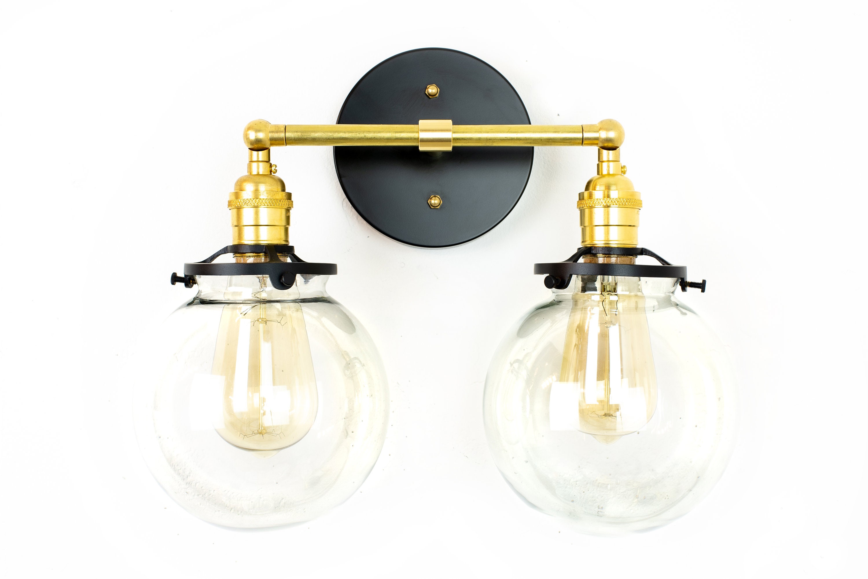 Brass Black Globe Vanity Lights Modern Vanity Lighting Glass Shades